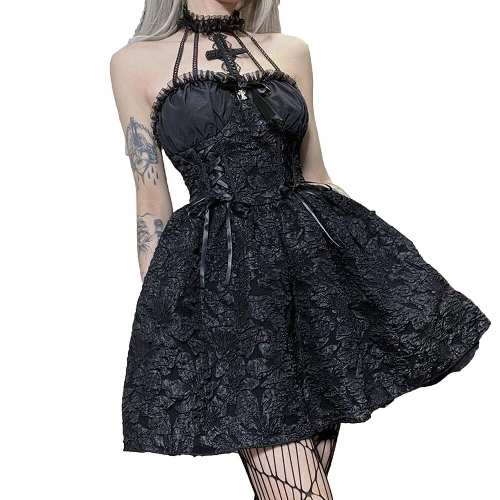 6932 Japanese Harajuku Lolita Kawaii Club Party Neck Sleeveless Sexy Dress